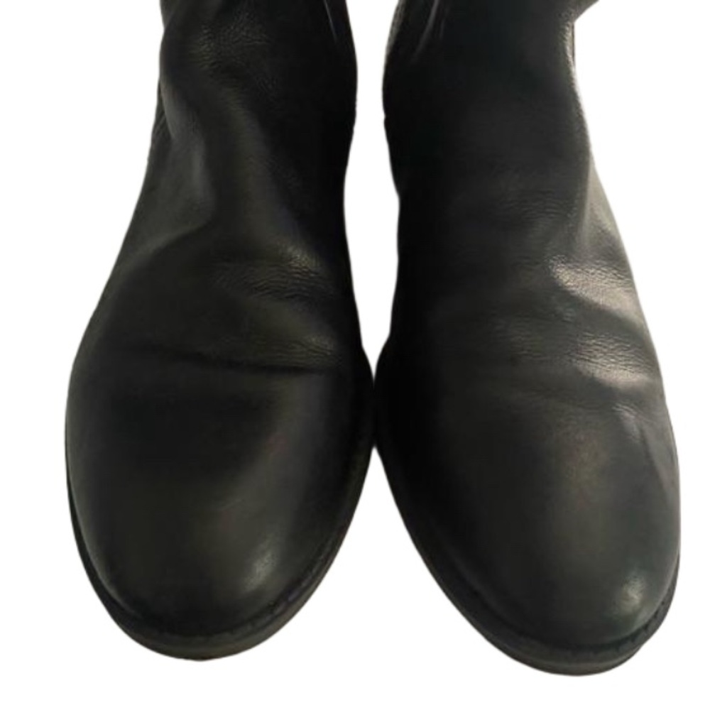 SOLD!!! VINCE CAMUTO Tall Riding Boots Black Leather Gold Hardware Cowgirl - Picture 4 of 14